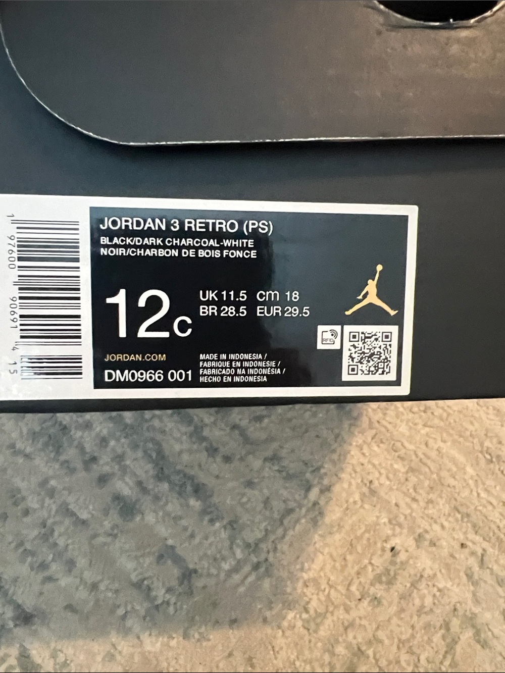 JORDAN 3 RETRO sz 12C kids Black Cat - Picture 7 of 7